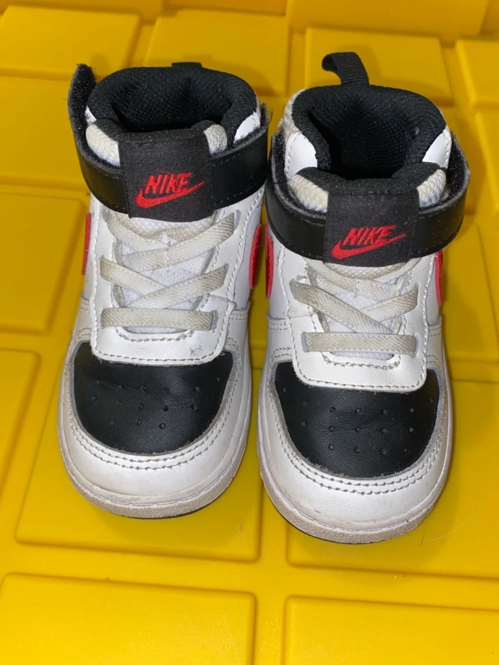 Nike Kids White Black Red High-Top Sneakers with Strap size 7c toddler - Picture 1 of 6